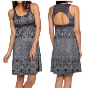 Prana Holly Tank Athletic Dress in Gray Paisley - Size L